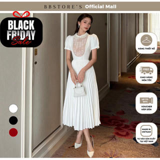  Đầm Xòe Tay Phồng Dự Tiệc Tùng Váy Xếp Ly Phối Ren Hoa Kết Đá Sang Trọng BBSTORE'S -D2357