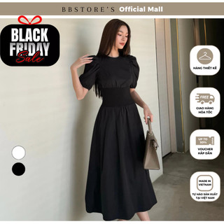  Đầm Xòe Công Sở Dáng Dài Tay Phồng Bo Thun Eo Thanh Lịch BBSTORE'S - D3232