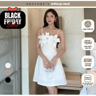  Đầm Xòe 2 Dây Kết Hoa Nơ Đá Dự Tiệc Sang Trọng BBSTORE'S - D3411