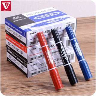 SET 2 Bút lông dầu 2 đầu màu đen viết mã sản phẩm đánh dấu không trôi mực