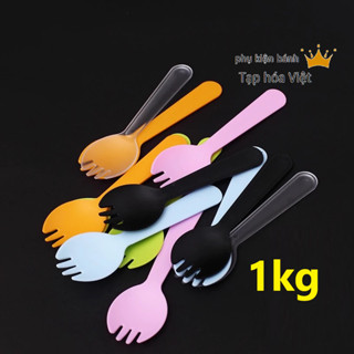( 1kg ) Bịch 1kg Nĩa Nhựa dùng 1 lần ăn bánh kem, thìa nhựa ăn bánh, muỗng nhựa