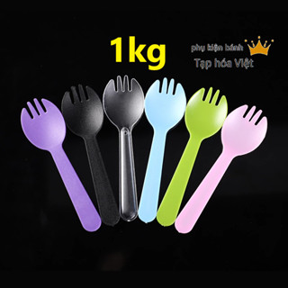 (1kg) Bịch Nĩa Nhựa dùng 1 lần ăn bánh kem, thìa nhựa ăn bánh