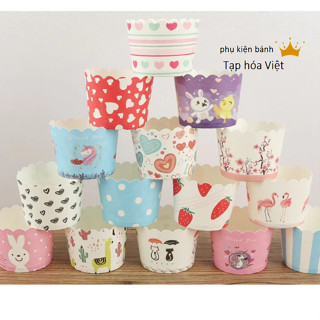 Lốc 50 cốc giấy cupcakes, ly giấy đựng bánh kem (giao mẫu ngẫu nhiên)