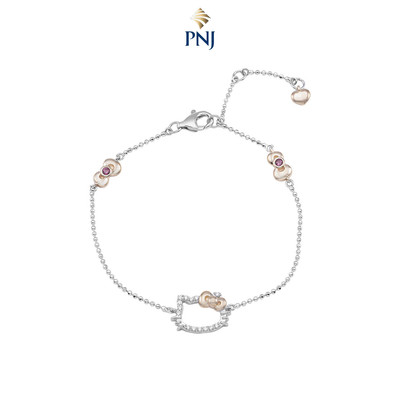 Lắc tay Bạc đính đá PNJ ❤️ HELLO KITTY ZTXMH000008