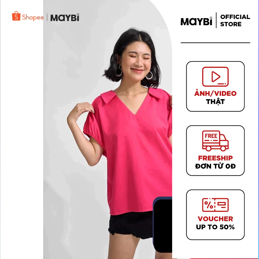 Áo Maybi rộng lụa chéo cổ V