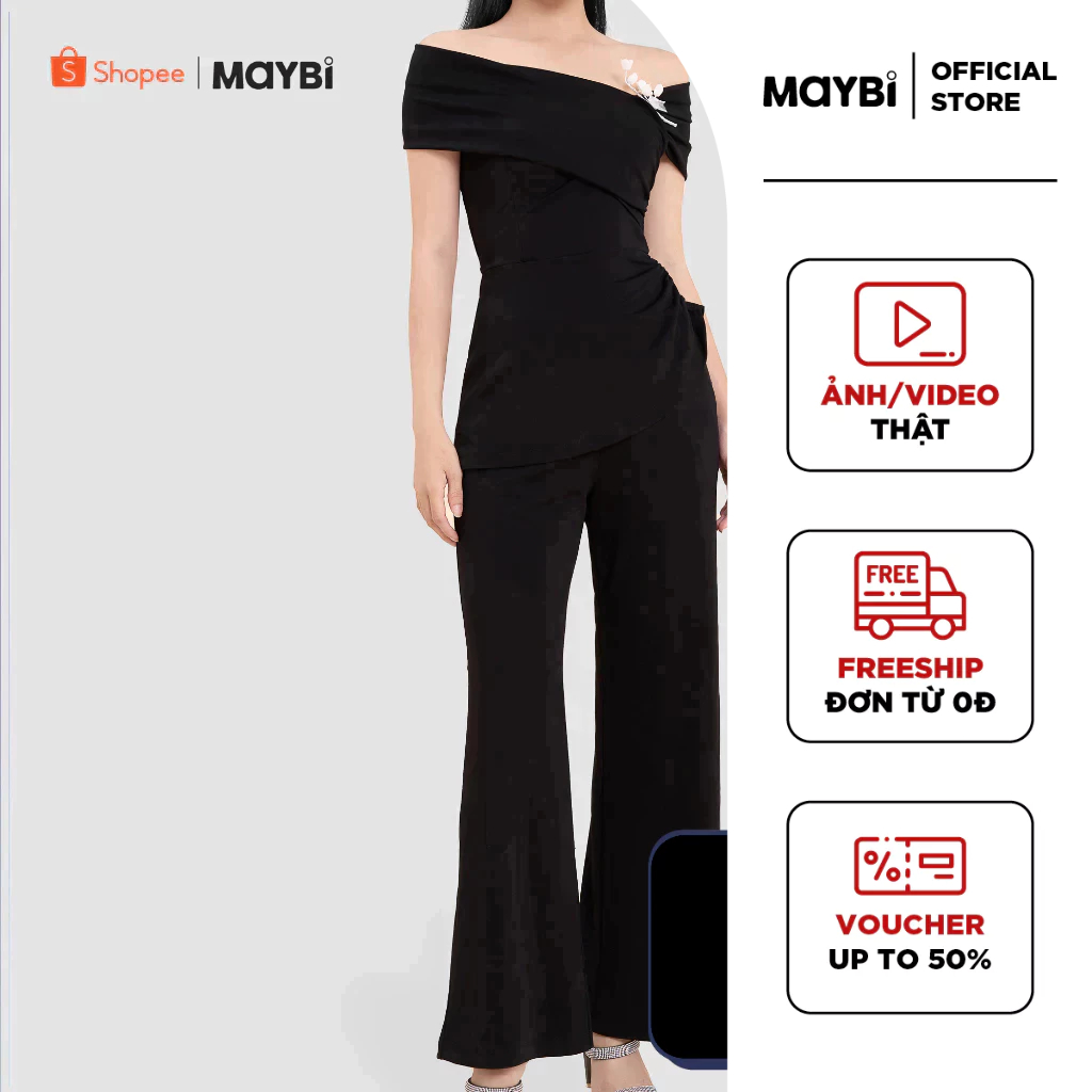MAYBI Quần ống loe thun mịn