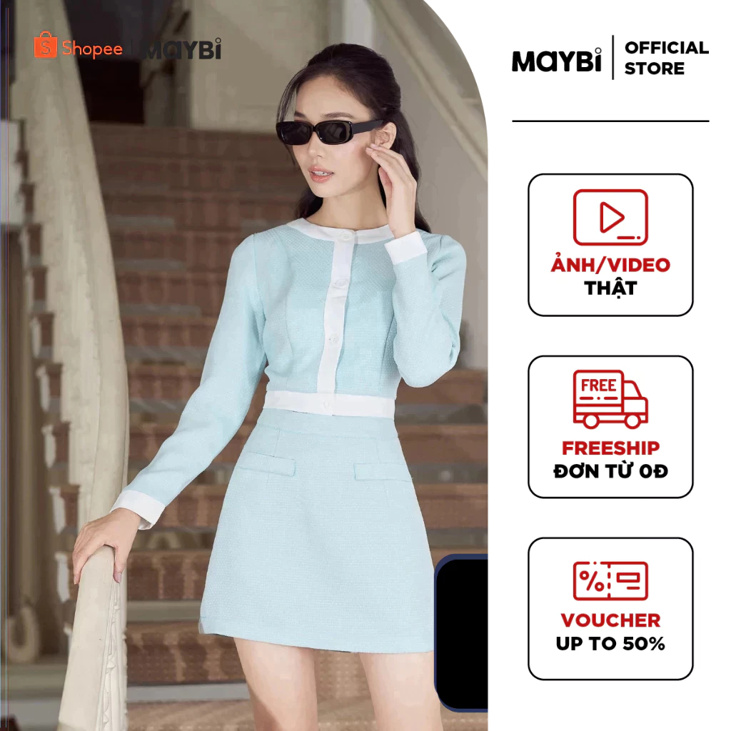 Chân váy mini ôm bố Maybi
