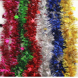 Bó 10 dây kim tuyến kết sao, kết hoa dài ~1.3M, dây kim tuyến kết hoa trang trí noel, trang trí Giáng sinh, lễ Tết