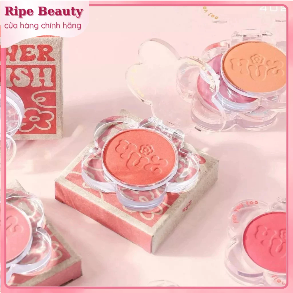 Phấn Má Hồng 4U2 Vỏ Hoa Trong Suốt Thuần Chay Mịn Lì Lâu Trôi Flower Blush 3.3g