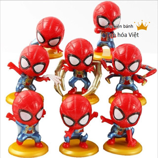Bộ 8 Siêu Nhân Nhện Nhí Đỏ trang trí bánh, nhện nhựa trang trí