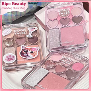 Bảng Phấn Mắt Kèm Highlight Và Má Hồng 3in1 GOGO TALES Trái Tim CAT THEME SERIES GT609