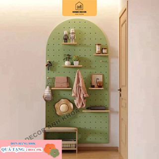 Kệ Pegboard hình vòm ,bảng treo tường decor,kệ gỗ treo tường ,bảng treo tường gỗ MDF phủ melamin  Decor Anh Khoa