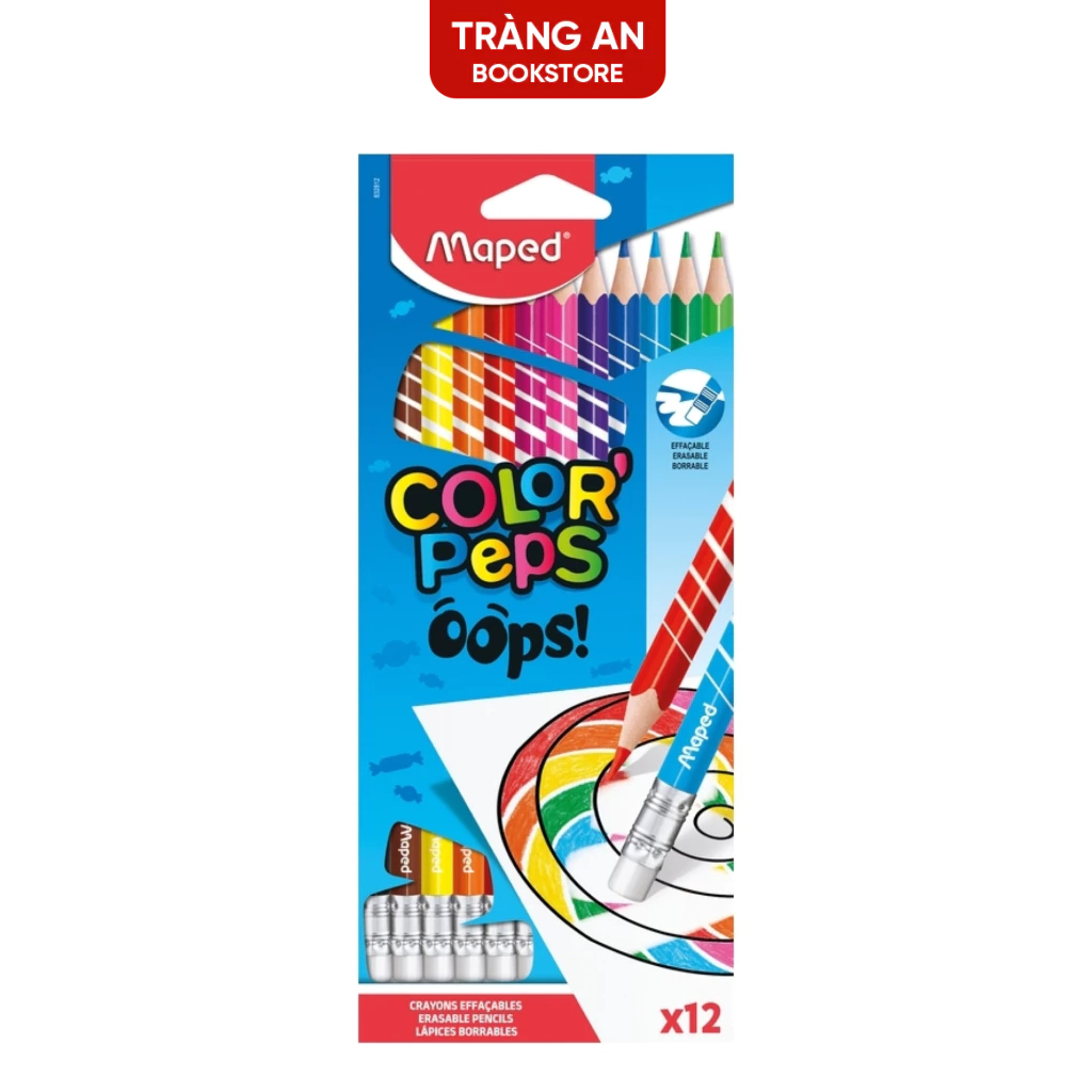 Chì màu có gôm Oops MAPED 12/24 màu