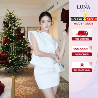  Set Đồ Hot Girl Sang Chảnh Luna Design Áo Kiểu Tay Hến Có Kèm Tag Đính Vai Phối Chân Váy Có Bảo Hộ Đi Tiệc Dạo Phố 