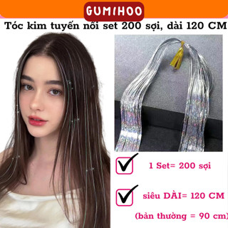 Tóc light giả kim tuyến nối set 200 sợi, dài 120 cm SN Gumihoo1