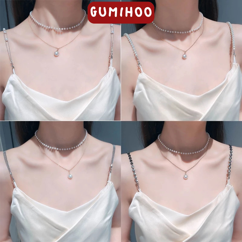 Dây áo ngực đính đá và ngọc trai giả thời trang điều chỉnh được kích thước nữ Gumihoo1