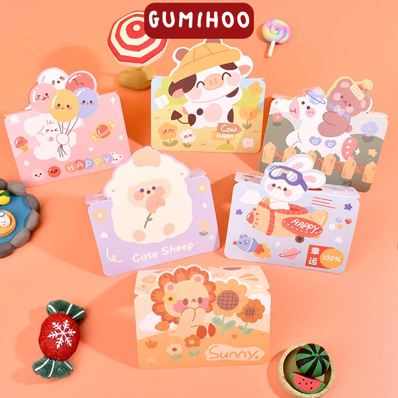 SET Thiệp chúc mừng sinh nhật quà tặng học sinh tiểu học cuối năm cấp 2 con vật dễ thương Gumihoo1