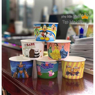 Lốc 100 Cốc Giấy có nắp cầu đựng kem, cupcake , cốc cừu, cốc giấy dùng 1 lần đựng bánh kem
