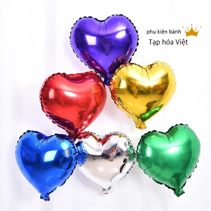 Bóng Trái Tim tráng nhôm to đại 35-40Cm Valentine, bóng bay kính 18inch