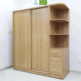  Tủ quần áo Nội Thất GL GIA LINH GROUP- 2 cánh lùa có kệ trang trí hộc kéo Gỗ công nghiệp MDF phủ melamie 