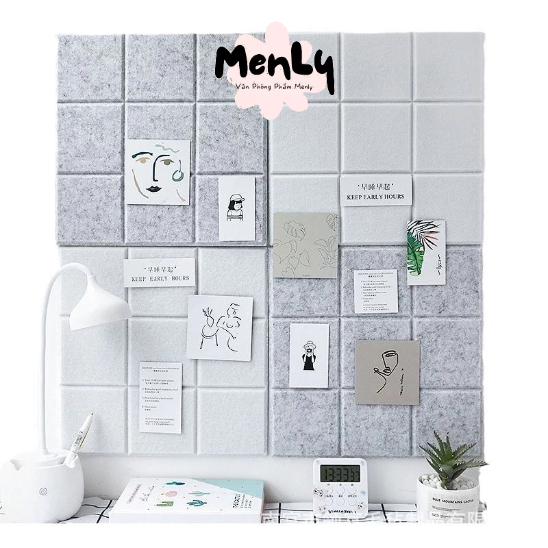 Bảng ghim nỉ dán tường 30x30 cm - bảng ghim nỉ dán tường găn trang ảnh trang trí phòng .