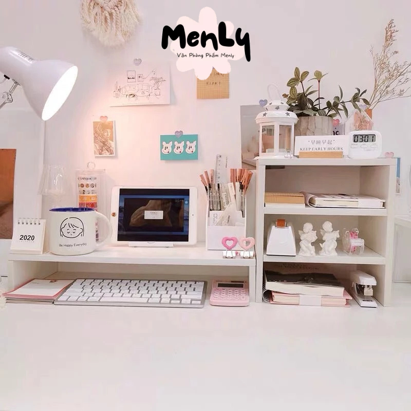 Kệ máy tính để bàn đa chức năng dùng để kê màn hình đặt trên bàn học, để sách vở, decor bàn học kích