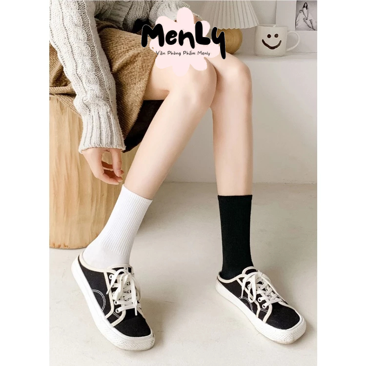 Tất trắng nam nữ phong cách Hàn Quốc vải co giãn