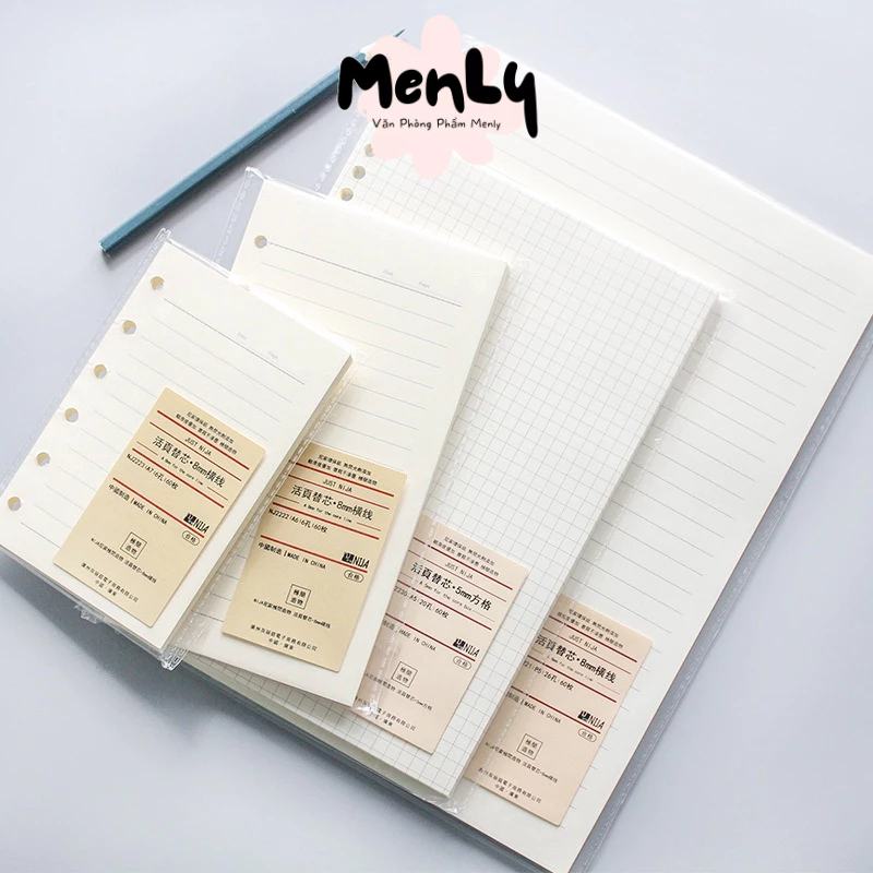 Ruột sổ còng giấy refill A5 B5 A4 20 26 30 lỗ sổ còng giấy refill caro kẻ ngang