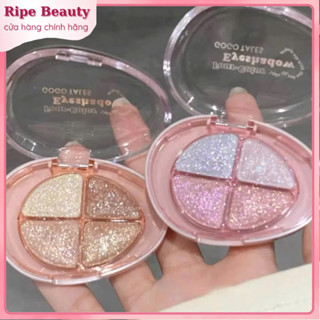 Bảng Phấn Mắt GOGO TALES 4 Ô Nhũ Lì, Quả Trứng Mini Bỏ Túi, Glittering Colorful