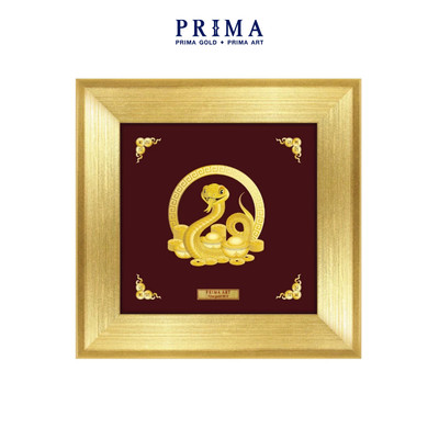 Tranh treo tường Mỹ Nghệ Phủ Vàng 24K PRIMA ART - Tranh Ất Tỵ 2025- 18x18cm - VCG-0093-01