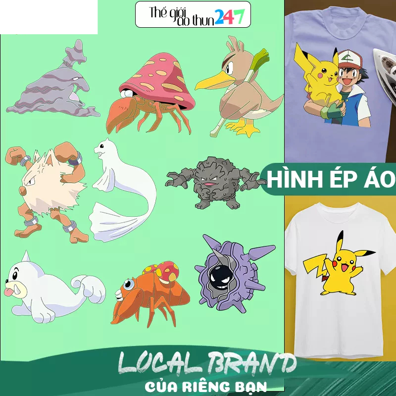 [Hình ủi, ép nhiệt] Hình Pokemon P42 cho bé bằng bàn là, bàn ủi