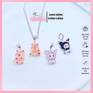 Dây chuyền bạc trẻ em (dưới 30kg) mặt Kuromi và Capybara Chuột Lang Nước xinh xắn MAINOMI