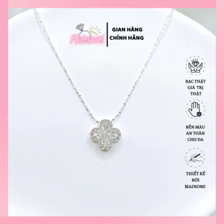 Dây chuyền nữ mặt 4 lá xỏ ngang đính đá lấp lánh MAINOMI