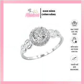 Nhẫn kim tiền bạc đá chủ tròn viền cách điệu, sang trọng và may mắn tài lộc  Mainomi Shop Bạc Xinh