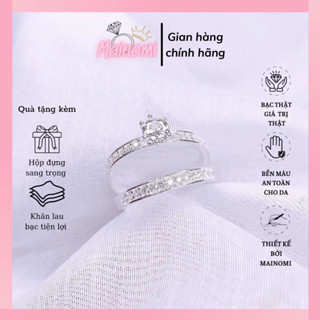  Nhẫn đôi hàng đá MAINOMI đồng điệu nhẹ nhàng nhưng đầy tinh tế 