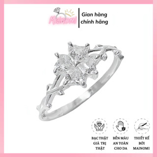 Nhẫn hoa 4 lá hình tim hoa lá kiểu mới nhẹ nhàng xinh xắn Mainomi Shop Bạc Xinh