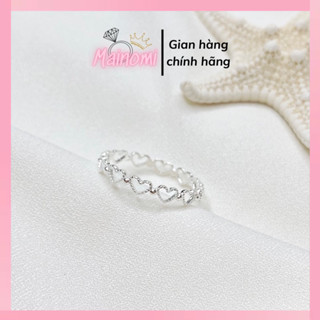 Nhẫn bạc nhỏ full hình trái tim xếp Nhẹ nhàng xinh xắn dễ thương Mainomi Shop Bạc Xinh