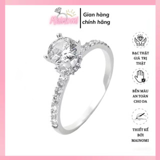 Nhẫn nữ đai tròn ôm đá cao 5ly viền 1 hàng đá MAINOMI nhẹ nhàng nhưng đầy cuốn hút