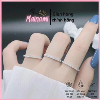  Nhẫn 1 hàng đá bạc ta MAINOMI 2 phiên bản to và nhỏ độc đáo thời trang 