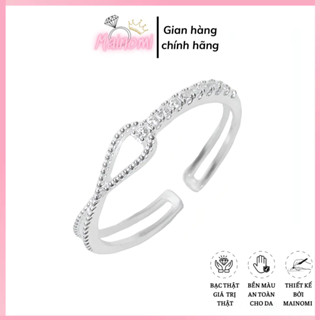 Nhẫn nữ bạc ta, thiết kế dáng chéo hở freesize Mainomi Shop Bạc Xinh