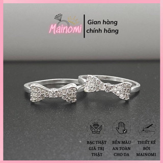  Nhẫn nữ bạc ta. Nhẫn nơ phồng đính đá nhỏ xinh xắn thời trang Mainomi Shop Bạc Xinh 