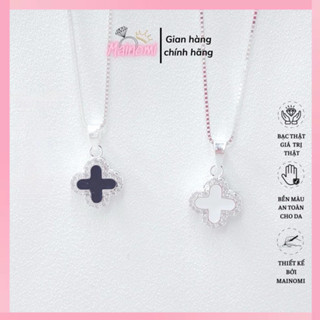 Dây chuyền cỏ 4 lá mặt 2 màu đen trắng MAINOMI mã kèm quà tặng xinh xắn mới lạ