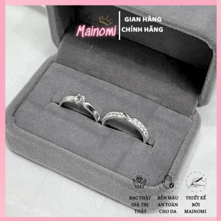 Nhẫn đôi bạc ta xoắn đá nhỏ nhắn xinh xắn MAINOMI đồng điệu nhẹ nhàng