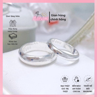 Nhẫn trơn bạc ta s99 MAINOMI bạc đẹp nam nữ đều đeo được. Đeo thời trang hoặc đánh cảm mạo