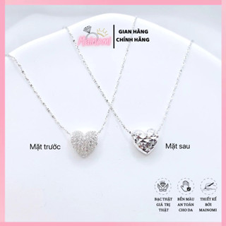 Dây chuyền tim 2 mặt xuyên ngang dây kim tuyến bạc MAINOMI