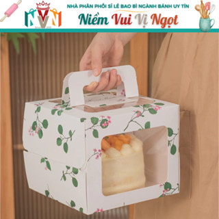 5 Hộp Bánh Kem, Hộp Bánh Sinh Nhật (20.5 cao 17cm) ~ Lá Xanh Hoa Hồng