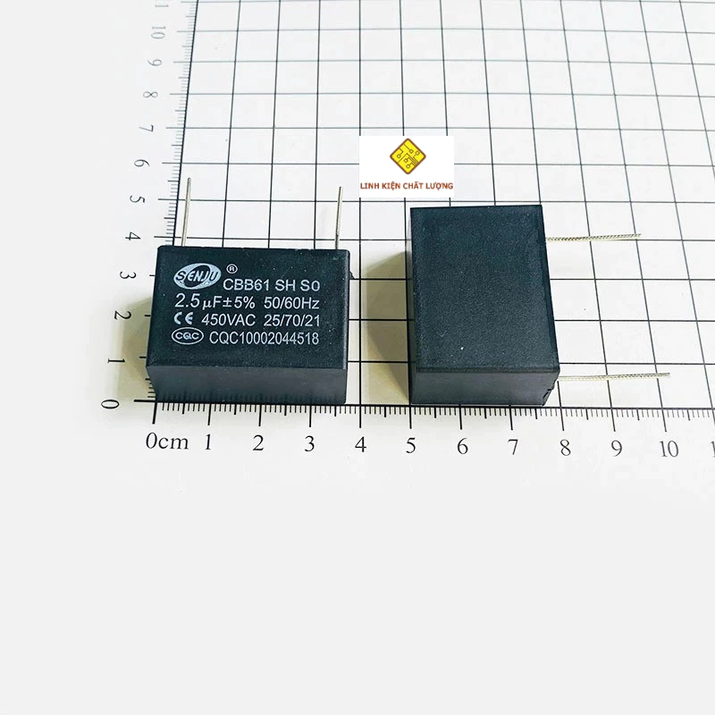 Combo 10 chiếc tụ quạt 2.5uF 450VAC chân hàn mạch PCB CBB61