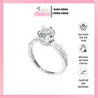  Nhẫn nữ cổ đá viền trúc cao bạc ta MAINOMI sang xịn lấp lánh 