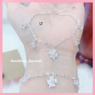 Vòng tay 4 lá mix charm dạng dây xinh xắn chuẩn bạc Mainomi Shop Bạc Xinh