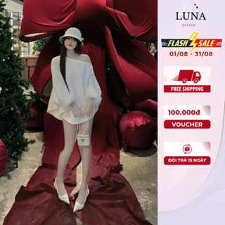 Set Đồ Hot Girl Sang Chảnh Luna Design Áo Kiểu Lông Thỏ Lệch Vai Kèm Quần Bảo Hộ Hẹn Hò Dạo Phố Quyến Rũ Kiêu Sa